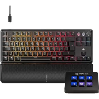 Corsair K70 PRO TKL + Elgato Stream Deck Mini Bundle – Mechanische Kabelgebundene Tenkeyless-Gaming-Tastatur mit Studio-Controller für Zoom, Teams, PowerPoint, MS Office etc, kompatibel mit PC/Mac