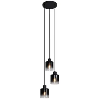 QAZQA Moderne Pendelleuchte Schwarz mit Rauchglas 3-flammig - Dame - 2 Jahre Gewährleistung - mind. 14 Tage Rückgaberecht - Schwarz