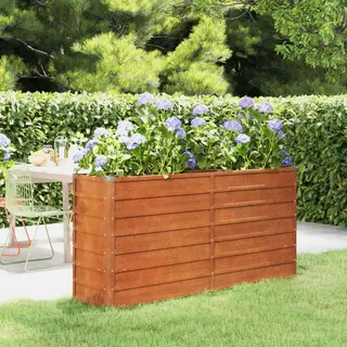 KOIECETA Hochbeet für Garten Balkon Terrasse Kräuterhochbeet zum Selber Bauen Gemüsebeet Pflanzkübel aus Metall Cortenstahl (160x40x77 cm)