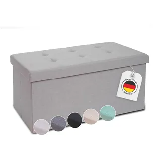 Blumtal Sitzbank mit Stauraum + extra Box - Truhenbank mit Stauraum 76x38x38 cm - Sitztruhe mit Stauraum - Bequemer Hocker mit Stauraum - Aufbewahrungsboxen - Sitzkiste mit Stauraum - Sitzbox Hellgrau