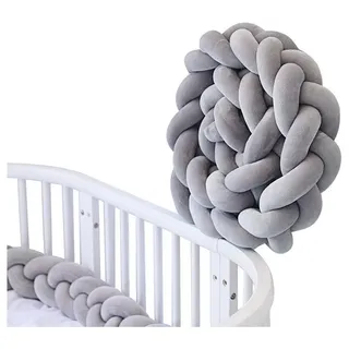 NUODWELL Nestchenschlange Twist Weave Baby Kopfschutz Bettumrandung grau