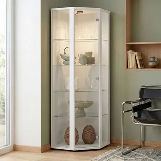 K-Möbel Eckvitrine 176 x 56,5 x 56,5 cm Weiß