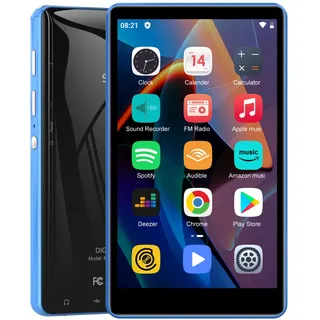 80GB MP3 Player with Bluetooth and WiFi, SWOFY 4.0 Inch Touchscreen MP3 MP4 Player, Portable Stereo, Digital Music Player with FM Radio, Recorder, E-Book, Browser (Schwarz) (Blau)