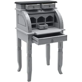 Dynamic24 Sekretär Spa Akazie massiv Schreibtisch Bürotisch Kommode Schrank Highboard