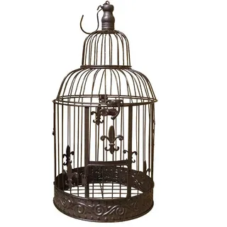 Deko Vogelkäfig Lilie Nostalgie Voliere Landhausstil 50cm Antik-Braun Dekokäfig