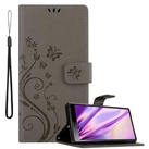 Cadorabo Hülle für Sony Xperia 10 / Xperia XA3 Schutz Hülle in Grau Schutzhülle Handy Hülle Etui Case Blumen Flower