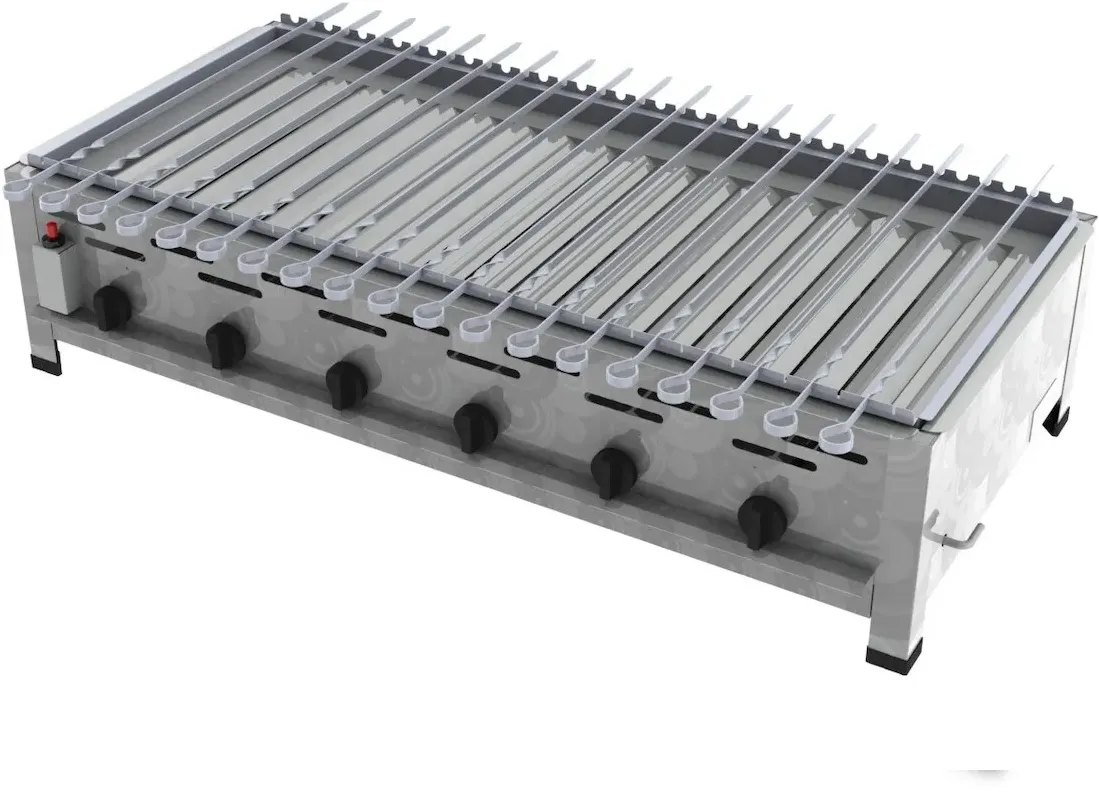 ChattenGlut Schaschlikgrill Kebabgrill 6-flammig mit Spieß Aufsatz im Mangal Style 22,5kW