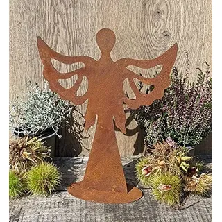 Engel 30 cm hoch aus Metall Edelrost Rost Weihnachten Deko Flügel