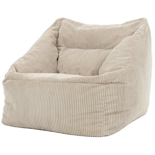 icon Sitzsack Riesen Sitzsack Sessel XXL aus Cord Flauschig „Morgan", 100x80x88cm, Made in Germany, für Erwachsene & Kinder, für Wohnzimmer beige