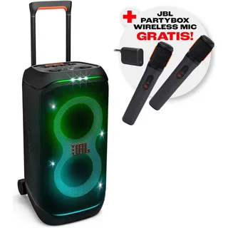 JBL PartyBox Stage 320 + Gratis-Mikrofon-Set (UVP 129,99) Party-Lautsprecher (Bluetooth, 240 W) schwarz