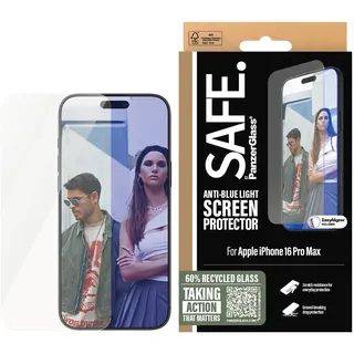 Panzer Glass SAFE. by PanzerGlass Anti-Blau Light Displayschutz für iPhone 16 Pro Max - Ultra-Wide Fit