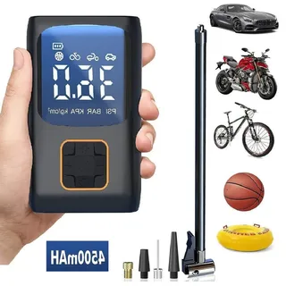 Novzep Akku-Luftpumpe 4500mAh Elektrische Luftpumpe, 150PSI Fahrradpumpe mit LED Licht, akku schwarz