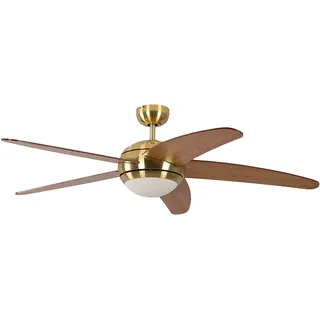 132 cm Deckenventilator messing/ahorn mit Licht inkl. Fernbedienung