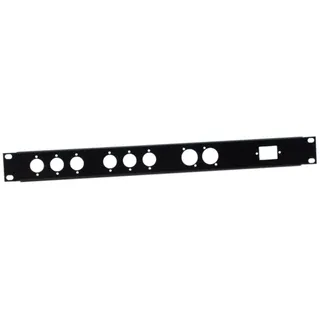 Adam Hall 19' Parts 872212 U-Rackblende 1 HE Stahl für 6 x XLR male, 2 x XLR female und 1 x Euro-Netzbuchse