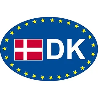 Safirmes 2 x Europa Oval DK Aufkleber Code Land Auto Motorrad 7 x 10 cm Dänemark