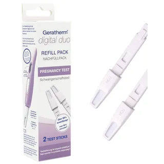 GERATHERM digital duo - Nachfüllpack SCHWANGERSCHAFT für Kombi-Test Schwangerschaft & Ovulation/2x Teststäbchen hCG -Test/Sensitivität 25 mIU/ml