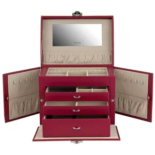 FRIEDRICH23 Schmuckkasten / Uhrenbox aus Leder Cordoba XL rot