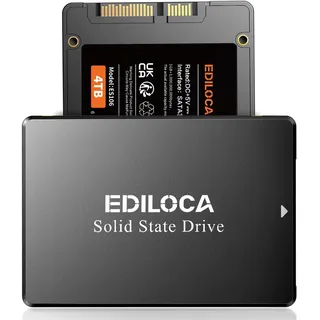 Ediloca SSD 4TB, SSD Festplatte Intern, 2.5" SATA III, bis zu 550MB/s, 3D NAND QLC, Kompatibel mit Laptop und PC-Desktop(ES106 Black)