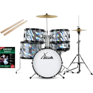 XDrum Junior Pro Kinder Schlagzeug Laser Silver inkl. Schule