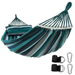 your GEAR yourGEAR Bali XL Hängematte mit Kissen - 240 kg TÜV geprüft, 240x120 cm, Smaragd oder Aqua, Baumwoll-Stabhängematte, inkl. Befestigungsset