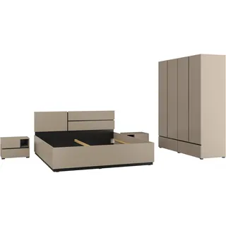 otto home »Cross, moderne, grifflose Optik, FSC-zertifiziert« Bett 180x200cm, 2 Nachtkommoden, Schrank 2-oder 4-türig, 4 Stk. tlg. Komplettschlafzimmer-Set