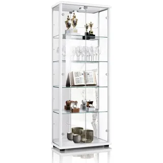 K-Möbel Glasvitrine C1084 (Glasvitrine (176x67x33 cm) mit 2 Glastüren) Glasvitrine stehend weiß