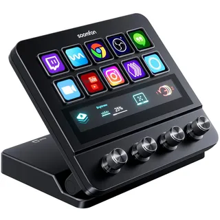 SOOMFON Stream Controller Deck mit 10 Makrotasten, 4 Drehknöpfen & Touchscreen, 2X USB-A + 2X USB-C, kompatibel mit OBS, Voicemod, Twitch und ETS, ideal für Streaming, Gaming & Creator, Mac & Windows