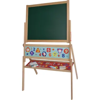 Eichhorn Eichhorn-Magnet Standtafel, Kindertafel mit 48 Magnetbuchstaben, 10 Kreiden, Schwamm, zweiseitig beschreibbar, mit Ablage, drehbar, 60 teilig, 66x110 cm, aus Buchenholz, ab 3 Jahren, Bunt, 100002589