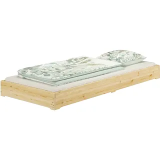 Erst-Holz®Niederflurbett Gästebett 90x200 Kiefer lackiert Bodenbett Stapelbett mit wählbarem Zubehör V-60.69K-09ohne Zubehör