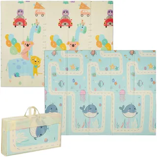 Relaxdays Spielmatte, faltbare Kindermatte, schadstofffrei, 200 x 150 cm, XPE-Schaumstoffmatte, Krabbelmatte Baby, bunt
