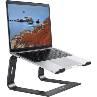 OMOTON Laptop Ständer, Notebook Ständer mit Belüftung, Universal PC Riser Ergonomisch Laptop Halterung, Aluminium Laptop Stand, passend für Laptops in 10-15,6 Zoll für MacBook Pro/Air, Schwarz