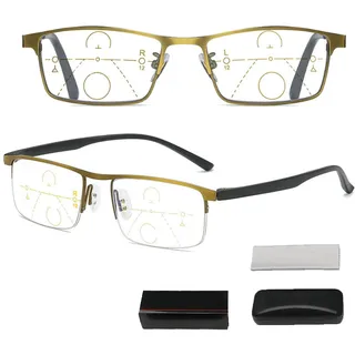 MJMLUCK Intelligente Gleitsichtbrille Dual-Focus Anti Blaulicht Sehhilfe, Intelligente Zoom Lesebrille Automatischer Gleitsichtbrille Mit Brille Box füR Herren und Damen (Two Pairs 200)