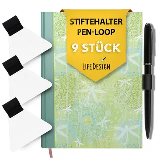 9 Stück Pen Loop Stifthalter Notizbuch Stiftschlaufe selbstklebend Stifthalter selbstklebend Pen Holder Stifte Halter für Kalender, Klemmbrett, Adressbuch I Stiftehalter Pen Clip Stifte Halterung