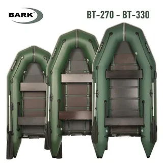 BARK Boote Schlauchboot für Motor BARK BT (2.7m - 3.3m) für 2-4 Personen, (mit 2 Paddeln und Zubehör), Komplettset mit Tragetasche, Fußpumpe und Reparaturkit grün 310 cm