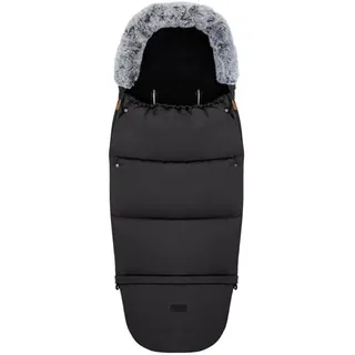 MOMI Fußsack 2 in 1 für Kinderwagen, Schlitten oder Autositz, mit Kapuze, Fellbesatz und abnehmbarem Fußteil, Reißverschluss links und rechts, Gurtschlitze, wasserabweisend