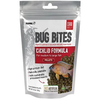 Fluval Bug Bites Fischfutter, mit Insektenlarven, für Cichliden, langsam sinkendes Pellets 5-7mm, 100g