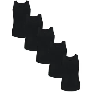 TupTam Unterhemden Mädchen Baumwoll Unterhemd 5er Pack Tank Top Ärmellos Kinder, Farbe: Schwarz, Größe: 158-164 - 158-164