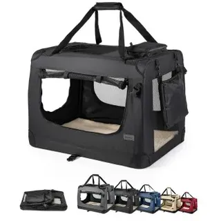 LIONTO Hundetransportbox - faltbar - schwarz S