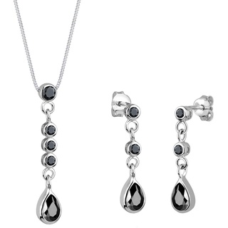 Elli Tropfen Zirkonia 925 Sterling Silber Schwarz Damen