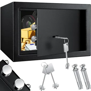 Kesser KESSER® Möbeltresor mit Doppelbartschloss, Safe Geldschrank Boden-Wandtresor Wandsafe ink. 2 x Schlüssel, & Befestigungsschraube