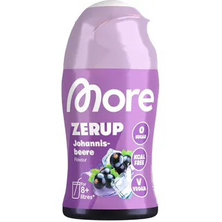 MORE Zerup, Johannisbeere, 65 ml, für bis zu 8 l Fertiggetränk, zuckerfreier Sirup mit echten Fruchtextrakten, vegan, zero Kalorien - made in Germany