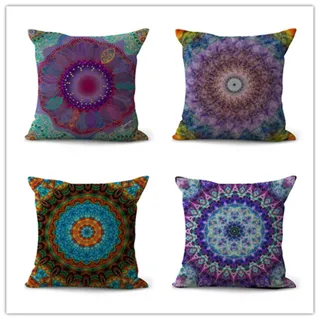 ZQMHCY Kissenbezug 80x80 Lila Orange Blau - Baumwolle Leinen Sofakissen mit Reißverschluss - 4 Pcs