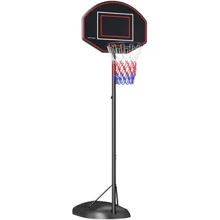 sportnow Basketballkorb mit Ständer, 170-230 cm Höhenverstellbar Basketballständer mit Bruchsicherer Rückwand und Rädern, Basketballanlage für Erwachsene, Stahl, Schwarz
