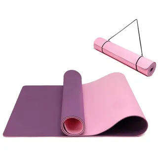 Good Nite Yogamatten Rutschfeste Strukturierte Oberflächen Gymnastikmatte Yoga Matte Dicke 6 mm Mit Tragegurt Tpe-Übungsmatte Für Yoga Pilates Gymnastik (183X61cm) (Lila/Rosa)