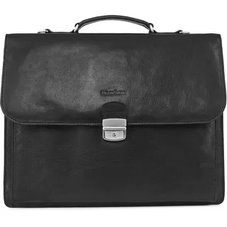 FEYNSINN große Aktentasche echt Leder - 15.4 Zoll Laptop Business-Tasche EMILIO XL - Arbeitstasche Laptoptasche Herrentasche mit Laptop-Fach - Ledertasche Herren schwarz handgefertigt - Unisex-Adults