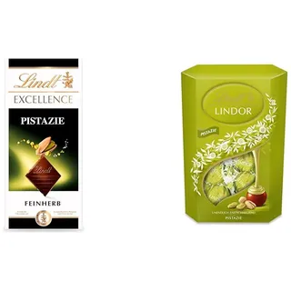 Bundle aus Lindt EXCELLENCE Pistazie - Feinherbe Schokolade | 100g Tafel + Lindt Schokolade LINDOR Kugeln Pistazie | 500 g