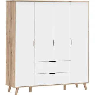 Forte Drehtürenschrank Vankka 184,1 x 201,5 x 52,7 cm Beige