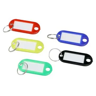 Böttcher-AG Schlüsselanhänger mit Ring, beschriftbar, mit Etiketten, 5 Farben, 10 Stück