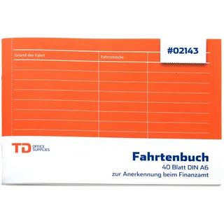 Fahrtenbuch A6-Quer 40 Blatt