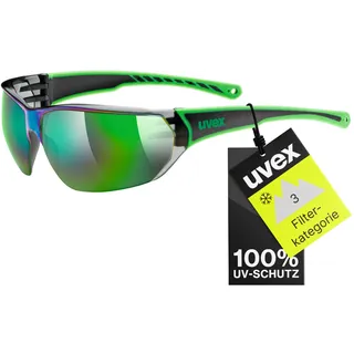 Uvex Erwachsene Sportstyle 204 Sportsonnenbrille, Black-Green, Einheitsgröße